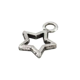 Anhänger, 11X8mm, Stern, Metall, silberfarben 