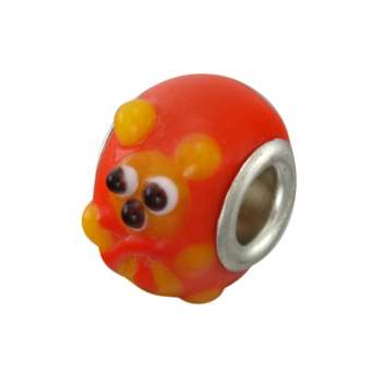 Großlochperle, 15X10mm, Teddybär, Glas, orange 