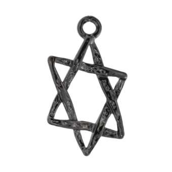 Anhänger, 23X13mm, Davidstern, Metall, schwarz-silber schwarz-silber
