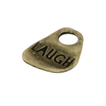 Anhänger, 15X12mm, `LAUGH`, Metall, bronzefarben bronzefarben