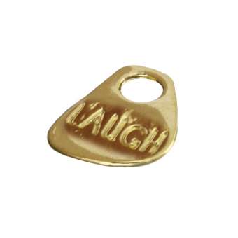 Anhänger, 15X12mm, `LAUGH`, Metall, gelb-goldfarben goldfarben