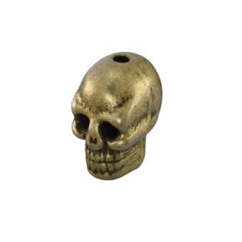 Motivperle, 9X6mm, Totenkopf, Metall, bronzefarben bronzefarben