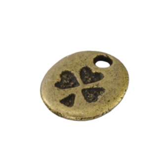 Anhänger, 10X8mm, Kleeblatt, Metall, bronzefarben bronzefarben