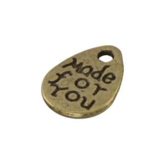 Anhänger, 11X7mm, `Made for you`, Metall, bronzefarben bronzefarben