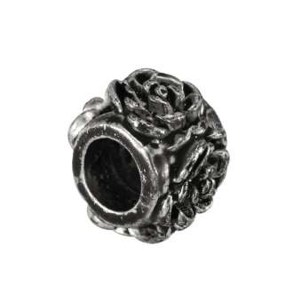 Großlochperle, 12X8mm, Metall, silberfarben 
