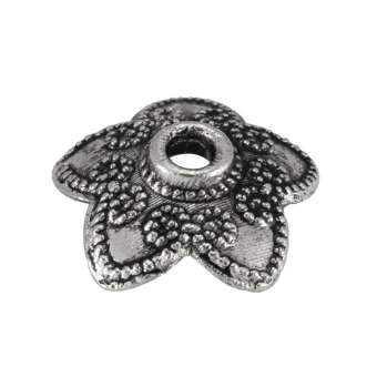 Perlenkappe, 10X10mm, Metall, silberfarben 