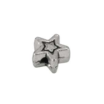 Metallperle "Stern", 5X5mm, silberfarben 