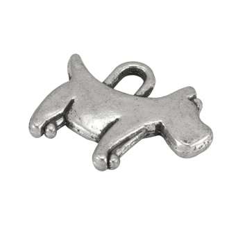 Metallanhänger "Hund", 15X12mm, silberfarben 