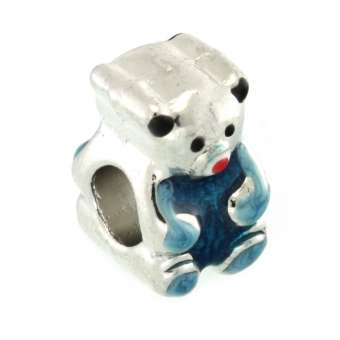 Großlochperle, 12mm, Teddy Bär, silberfarben (türkis) silberfarben (türkis)