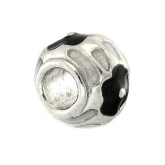 Großlochperle, 10mm, rund, silberfarben (schwarz) silberfarben (schwarz)