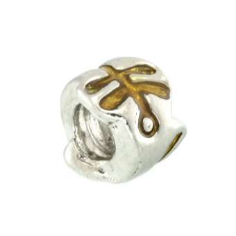 Großlochperle, 8mm, rund, silberfarben (gelb) silberfarben (gelb)