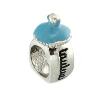 Großlochperle, 14mm, Babyflasche, silberfarben (türkis) silberfarben (türkis)