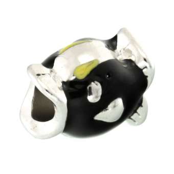 Großlochperle, 14mm, Fisch, silberfarben (schwarz) 