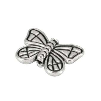 Metallperle "Schmetterling", 13X11mm, silberfarben 