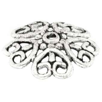 Perlenkappe mit Ornamenten, rund, 18mm, silberfarben silberfarben