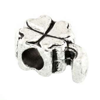 Großlochperle, Kleeblatt, 16X10mm, silberfarben silberfarben