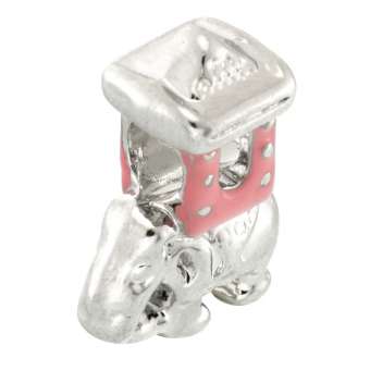 Großlochperle, 20mm, Elefant, silberfarben (rosa) silberfarben (rosa)