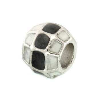 Großlochperle, 10mm, rund, silberfarben (schwarz) silberfarben (schwarz)