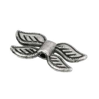 Flügelperle, Metall, 16X8mm, silberfarben 