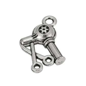 Metallanhänger "Stylist", 13X10mm, Metall, silberfarben 