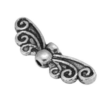 Flügelperle, 22X7mm, Metall, silberfarben 