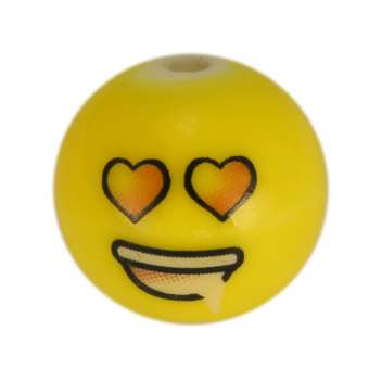 Smily Perle 'Love', Keramik, 12mm, gelb gelb