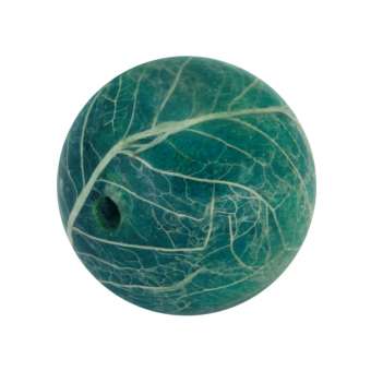Designerperle mit Blättern, 15mm, dunkeltürkis 