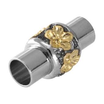 Magnetverschluss, 18X9mm, Loch-Ø 6mm, Metall, silber-goldfarben 