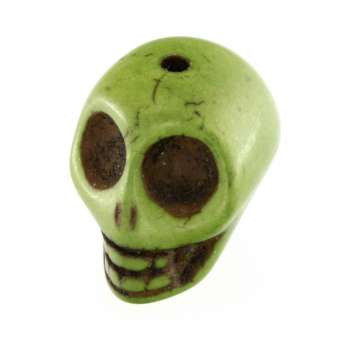 Motivperle, 17X14mm, Totenkopf, hellgrün hellgrün