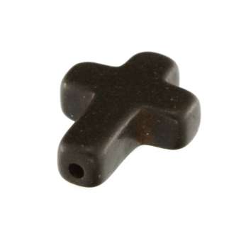 Motivperle, 16X12mm, Kreuz, schwarz schwarz