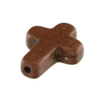 Motivperle, 16X12mm, Kreuz, mittelbraun mittelbraun