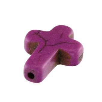 Motivperle, 16X12mm, Kreuz, lila farben lila farben