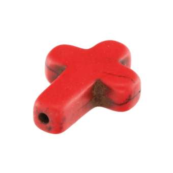 Motivperle, 16X12mm, Kreuz, rot rot