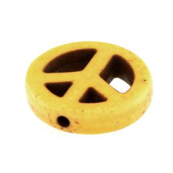 Motivperle, 15mm, Peace, gelb-khaki gelb-khaki