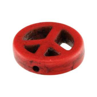 Motivperle, 15mm, Peace, rot rot