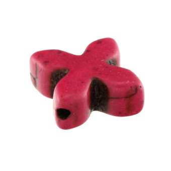 Motivperle, 15mm, modernes Kreuz, dunkelpink dunkelpink