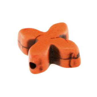 Motivperle, 15mm, modernes Kreuz, hellorange hellorange