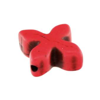 Motivperle, 15mm, modernes Kreuz, rot rot