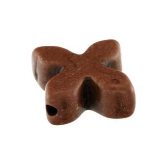 Motivperle, 15mm, modernes Kreuz, hellbraun hellbraun