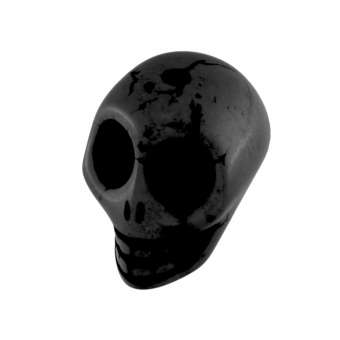 Totenkopfperle, 14X10mm, Totenkopf, schwarz 
