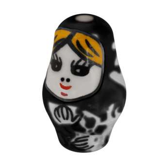 Babuschka-Perle, 22X13mm, rund, schwarz schwarz