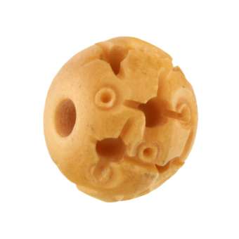 Oxbone (Naturprodukt), 12X10mm, rund, verziert mit Ornamenten, honigfarben 
