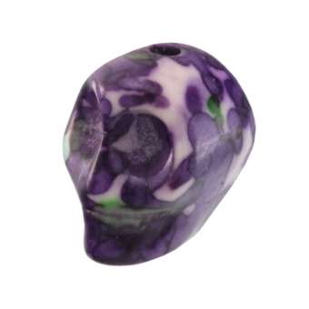 Keramikperle, 18X13mm, Totenkopf, lilafarben lilafarben