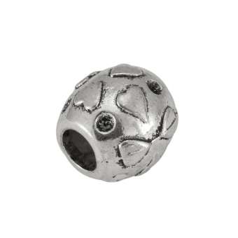 Metallperle "Herzen", 10X10mm, silberfarben 