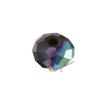 Glasschliffperle, briolette, 6X4mm, schwarz AB schwarz AB