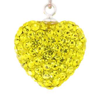 Anhänger mit ca. 155 Strass-Steinen, 15X14 mm, Herzform, zitronengelb 249 Citrine