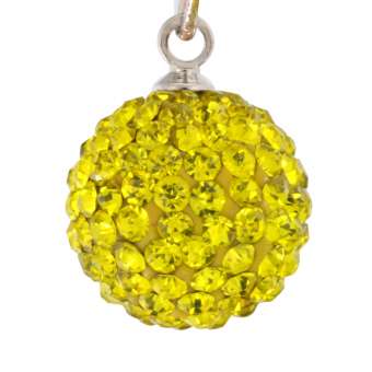Anhänger mit ca. 100 Strass-Steinen, 13 mm, Kugelform, zitronengelb 249 Citrine