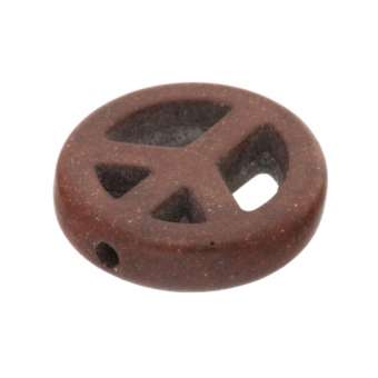 Motivperle, 15mm, Peace, mittelbraun mittelbraun