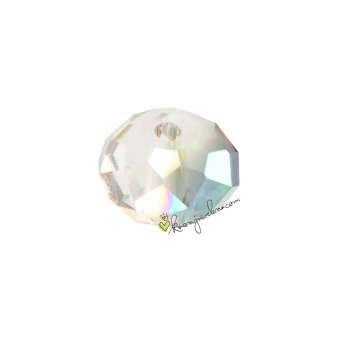 Glasschliffperle, briolette, 6X4mm, transparent AB metallic transparent AB metallic