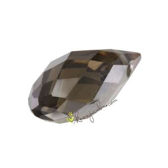 Glasschliffperle, Tropfen, 12X6mm, walnussbraun (schwarz-silber) walnussbraun (schwarz-silber)